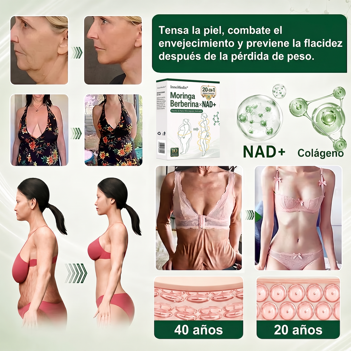 InnoMedix®👩‍⚕️🔥 Moringa Berberina x NAD+ 20-EN-1 Parche Avanzado de Nano-Microagujas (Aplicar solo una vez al día – cambios visibles en tan solo 7 días.)