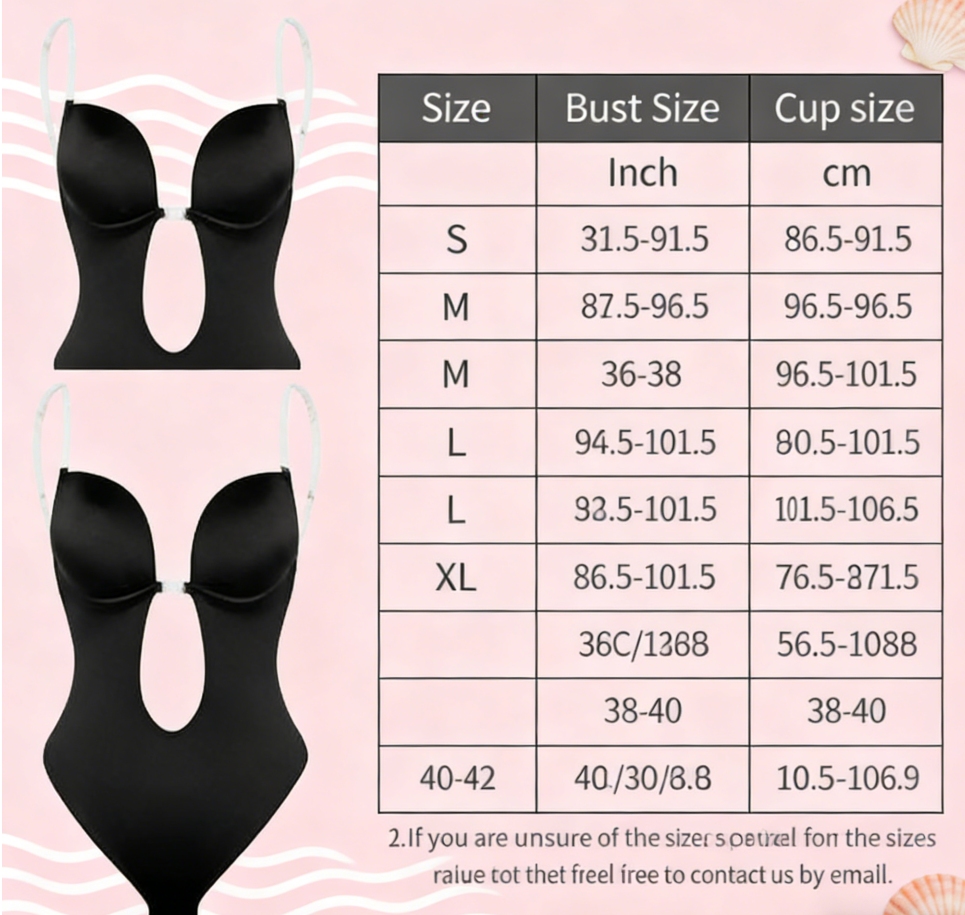 Backless Deep V Neck Shapewear Bodysuit U Plunge Clear Strap Padded Body Shaper