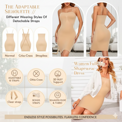 Strapless Shapewear Slip for Under Dresses: Seamless Tummy Control Full Body Shaper - Slimming Camisole Dress & Sexy Invisible Corset Underwear for Women